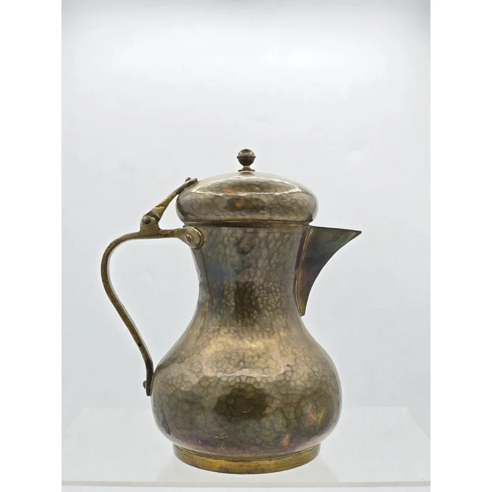 Antique Hammered Brass Imperial Eagle Russian Coffee or Tea‎ Pot - Hallmarked